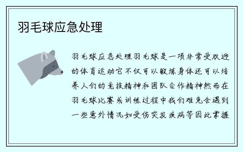 羽毛球应急处理